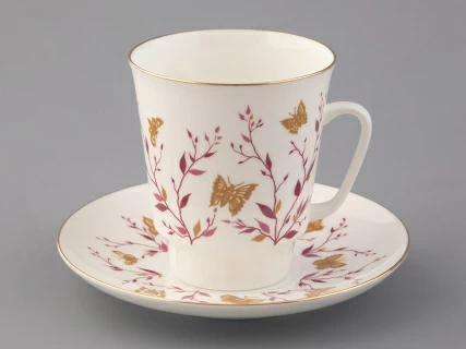 Чашка с блюдцем кофейная 165 мл форма Майская рисунок Розовые веточки арт. 81.13735.00.1, 