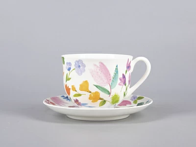 Чашка с блюдцем чайная 345 мл форма Ландыш рисунок Primavera арт. 81.30808.00.1