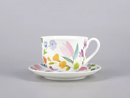 Чашка с блюдцем чайная 345 мл форма Ландыш рисунок Primavera арт. 81.30808.00.1