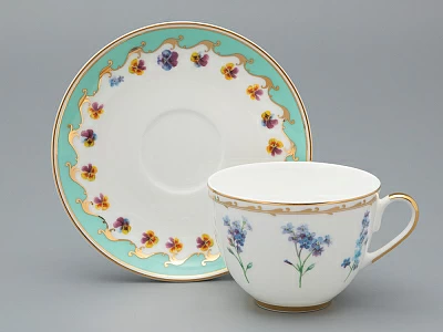 Чашка с блюдцем чайная форма Весенняя 2 рисунок Улыбка флоры 3, арт. 81.34137.00.1