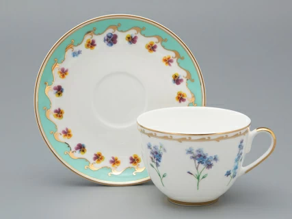 Чашка с блюдцем чайная форма Весенняя 2 рисунок Улыбка флоры 3, арт. 81.34137.00.1, 