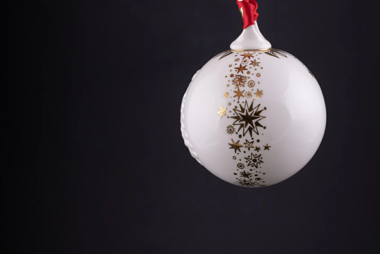 Елочная игрушка Шар с елкой, рисунок Звездопад, арт 60.21172.00.1, 