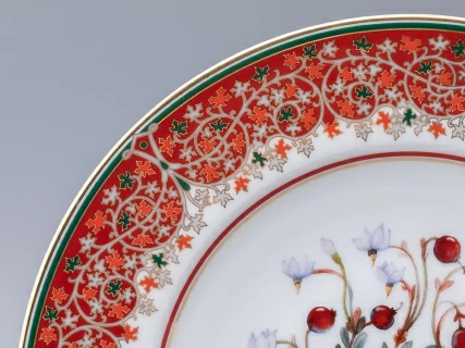 Тарелка декоративная 270 мм в подарочной упаковке форма Европейская рисунок Клюква заповедная, арт. 81.34279.00.1, 