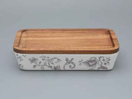 Набор для запекания с деревянной крышкой (2 предмета) форма Стандартная, рисунок Monplaisir Violet,в упаковке арт 42.00058.00.1, 