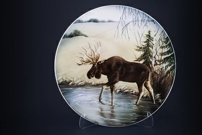 Блюдо декоративное 450 мм форма Круглая рисунок Царь леса. Лось арт. 80.88179.00.1