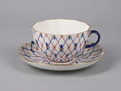 Чашка с блюдцем форма Тюльпан  рисунок Сетка 1950, арт. 81.30860.00.1