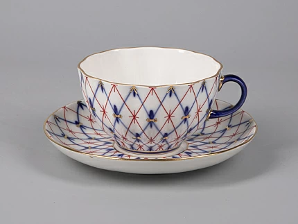 Чашка с блюдцем форма Тюльпан  рисунок Сетка 1950, арт. 81.30860.00.1