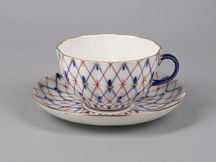 Чашка с блюдцем форма Тюльпан  рисунок Сетка 1950, арт. 81.30860.00.1, 