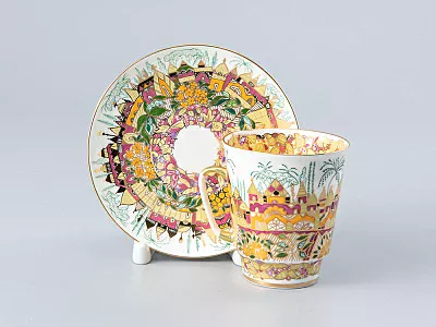 Чашка с блюдцем кофейная 165 мл форма Майская рисунок Весна золотая арт. 81.10383.00.1