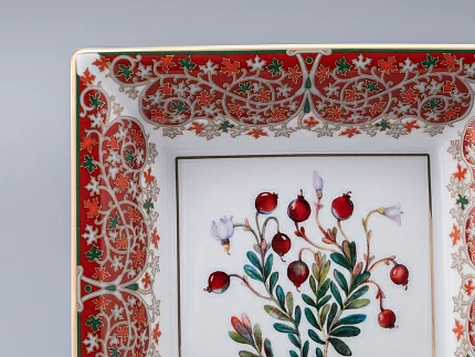 Подставка для мелочей в подарочной упаковке форма Квадратная рисунок Клюква заповедная, арт. 81.34283.00.1