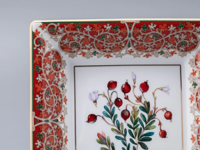 Подставка для мелочей в подарочной упаковке форма Квадратная рисунок Клюква заповедная, арт. 81.34283.00.1, 