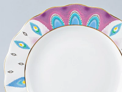 Тарелка мелкая 270 мм. форма Тюльпан рисунок Перо павлина, арт. 80.97651.00.1