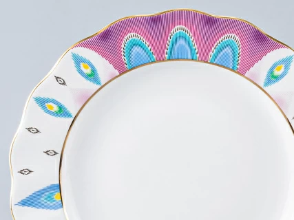 Тарелка мелкая 270 мм. форма Тюльпан рисунок Перо павлина, арт. 80.97651.00.1, 