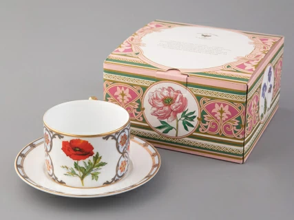 Чашка с блюдцем 250 мл в подарочной упаковке форма Соло, рисунок, Мак восточный, арт.81.32655.00.1,  Чашка с блюдцем 250 мл в подарочной упаковке форма Соло, рисунок, Мак восточный, арт.81.32655.00.1,