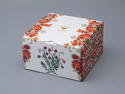 Чашка с блюдцем 250 мл в подарочной упаковке форма Соло рисунок Клюква заповедная, арт. 81.34280.00.1