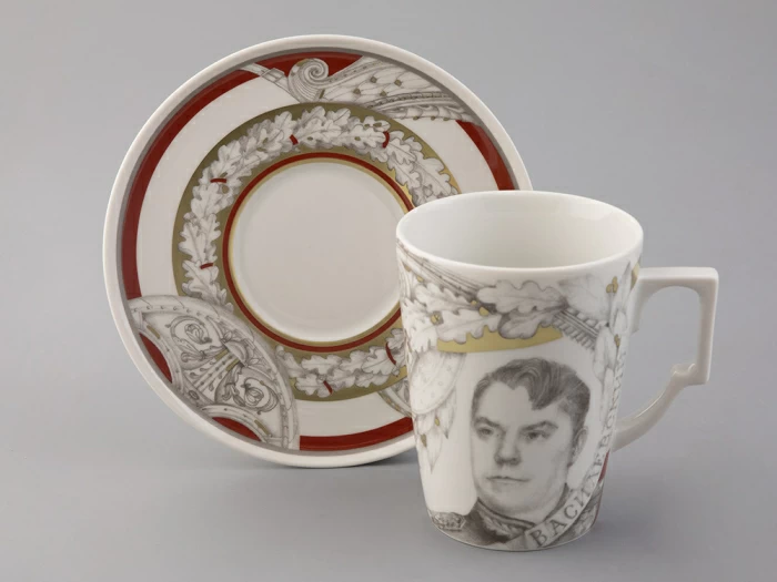 Бокал с блюдцем в подарочной упаковке, форма Гранд, рисунок Маршалы победы Василевский А.В., арт. 81.33242.00.1, 