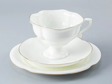 Трехпредметный комплект чайный форма Наташа рисунок Золотая лента 220 мл арт. 81.15671.00.1, 