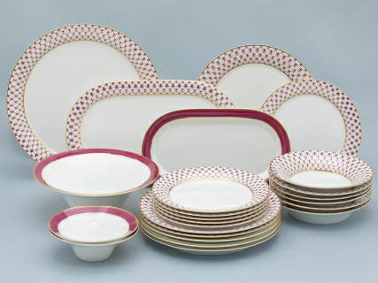 Сервиз столовый на 6 персон 24 предмета форма Юлиана рисунок Сетка-блюз 2, арт. 81.32450.00.1, 
