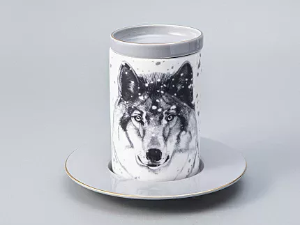 Бокал с блюдцем Тотем в подарочной упаковке, рисунок Волк, арт. 81.28374.00.1
