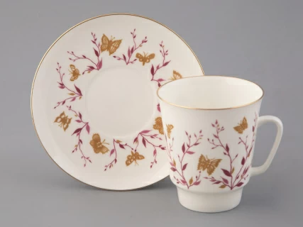 Чашка с блюдцем кофейная 165 мл форма Майская рисунок Розовые веточки арт. 81.13735.00.1, 