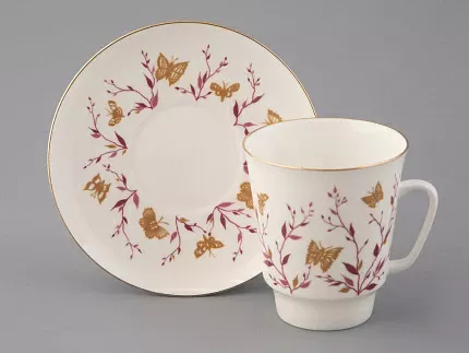 Чашка с блюдцем кофейная 165 мл форма Майская рисунок Розовые веточки арт. 81.13735.00.1