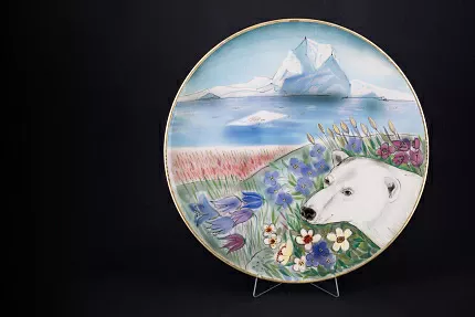 Блюдо декоративное 450 мм, Весенняя Арктика в цветах на форме Круглая, арт 60.14741.00.1