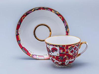 Чашка с блюдцем чайная 250 мл форма Весенняя рисунок Красный конь арт. 81.15308.00.1