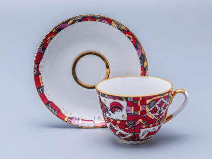 Чашка с блюдцем чайная 250 мл форма Весенняя рисунок Красный конь арт. 81.15308.00.1, 