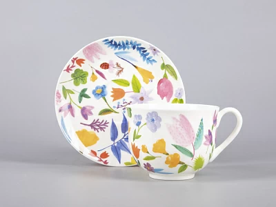 Чашка с блюдцем чайная 345 мл форма Ландыш рисунок Primavera арт. 81.30808.00.1