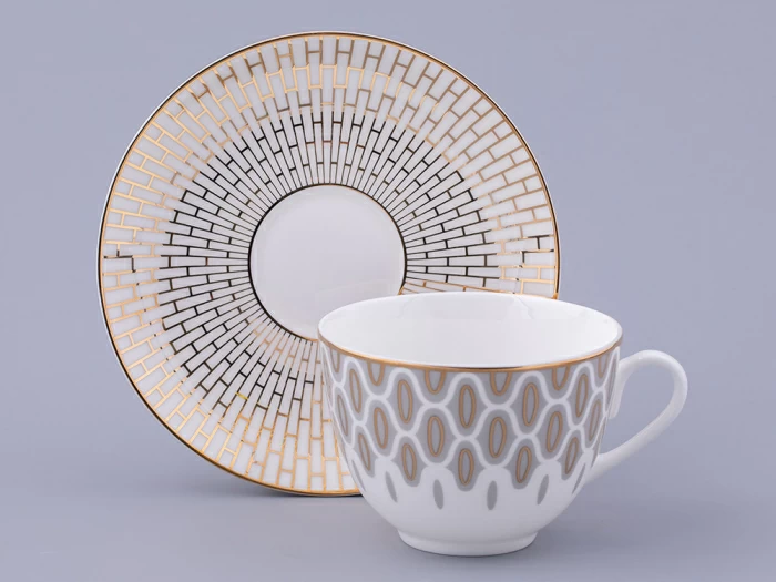 Сервиз чайный на 6 персон 14 предметов форма Весенняя 2 рисунок Саламандра Грей, арт. 81.31630.00.1, 