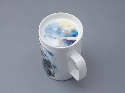 Бокал с блюдцем и крышкой 400мл в подарочной упаковке, форма Топ, рисунок Atomic Heart 1, арт 81.34448.00.1