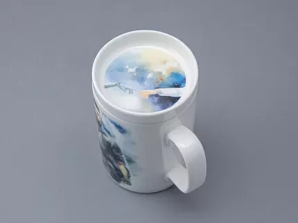 Бокал с блюдцем и крышкой 400мл в подарочной упаковке, форма Топ, рисунок Atomic Heart 1, арт 81.34448.00.1