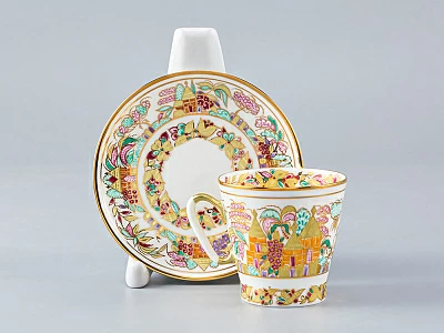 Чашка с блюдцем кофейная 80 мл Черный кофе Пейзажный фриз арт. 81.14683.00.1