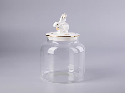 Подарочный набор Банка с фарфоровой крышкой Кролик золото арт. 14.10077.07