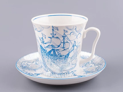 Бокал с блюдцем 360 мл форма Ленинградский рисунок Бригантина арт. 81.11000.00.1