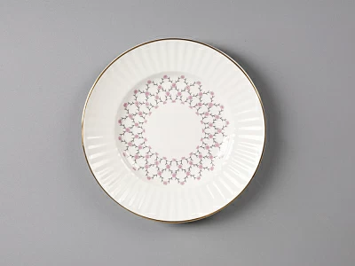 Трехпредметный комплект чайный форма Волна рисунок Розовая сетка 155 мл арт. 81.14622.00.1