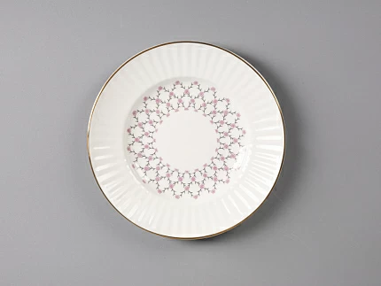 Трехпредметный комплект чайный форма Волна рисунок Розовая сетка 155 мл арт. 81.14622.00.1