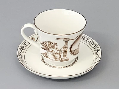 Чашка с блюдцем чайная 220 мл форма Банкетная рисунок Исаакиевский собор арт. 81.14849.00.1