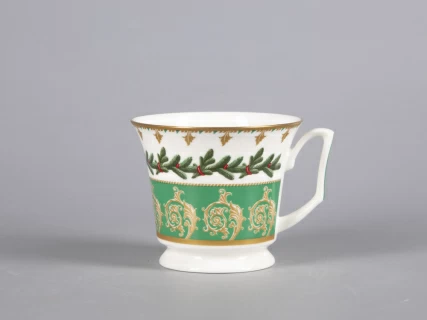 Чашка с блюдцем чайная 210 мл форма Юлия рисунок Еловые веточки арт. 81.30700.00.1, 