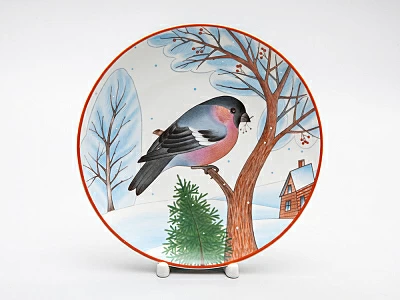 Декоративная тарелка 195 мм форма Эллипс рисунок Снегирь красногрудый арт. 80.82086.00.1