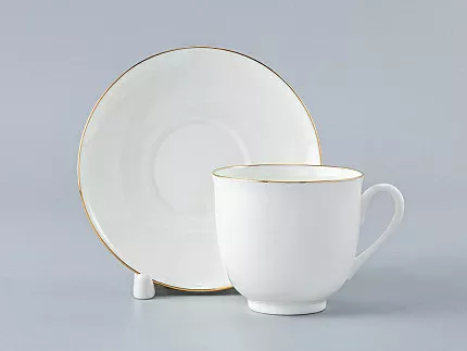 Чашка с блюдцем кофейная 180 мл форма Ландыш рисунок Золотой кантик арт. 81.14287.00.1