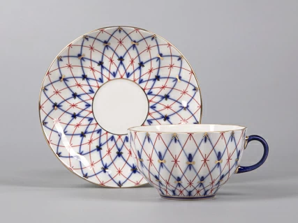 Чашка с блюдцем форма Тюльпан  рисунок Сетка 1950, арт. 81.30860.00.1, 