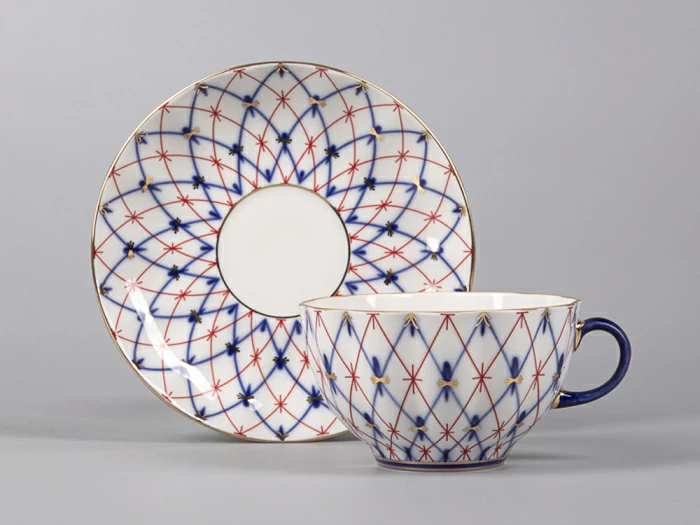 Чашка с блюдцем форма Тюльпан  рисунок Сетка 1950, арт. 81.30860.00.1, 