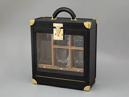 Подарочный набор Кожаный чемодан мини-бар Status черный  арт. 81.31188.00.1