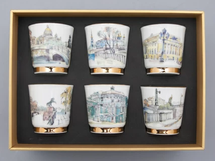 Подарочный набор стопок форма Сувенирная 1, рисунок Виды С-Петербурга арт. 81.31737.00.1, 