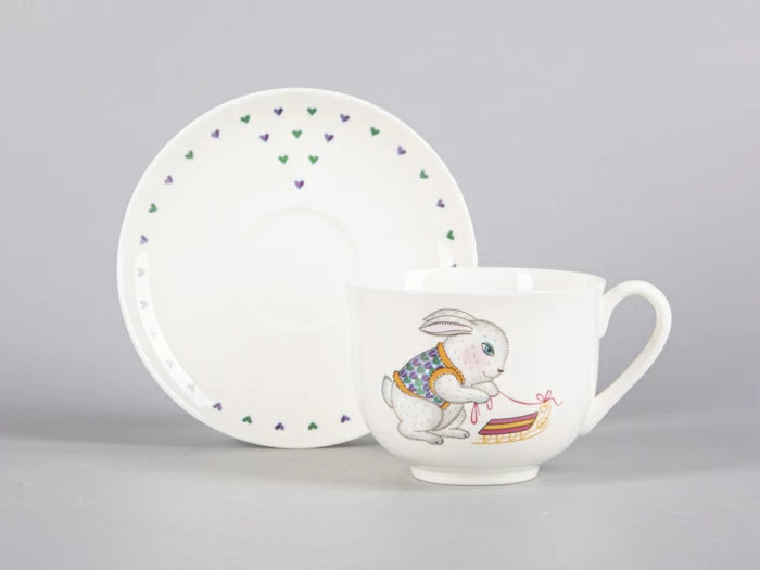 Чашка с блюдцем чайная 335 мл форма Ландыш рисунок Саночки арт. 81.30680.00.1, 