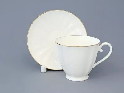 Чашка с блюдцем чайная 200 мл форма Гвоздика рисунок Золотой кантик арт. 81.13929.00.1