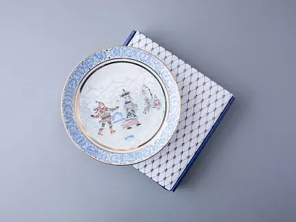 Декоративная тарелка 195 мм форма Эллипс рисунок Зимняя забава арт. 80.09999.00.1