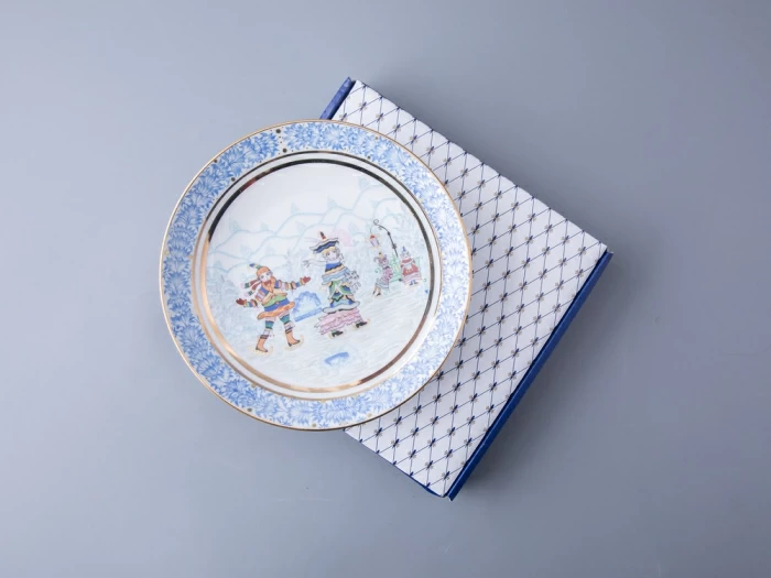 Декоративная тарелка 195 мм форма Эллипс рисунок Зимняя забава арт. 80.09999.00.1, 