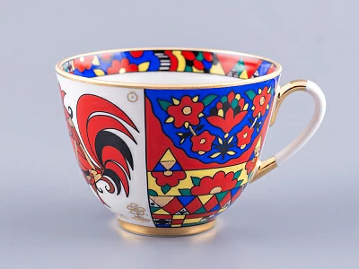 Чашка с блюдцем чайная 250 мл форма Весенняя рисунок Народные узоры арт. 81.18073.00.1